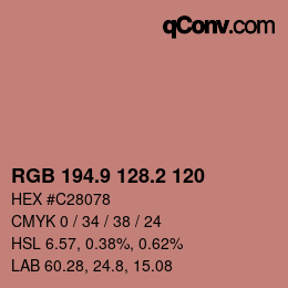 Color code: RGB 194.9 128.2 120 | qconv.com