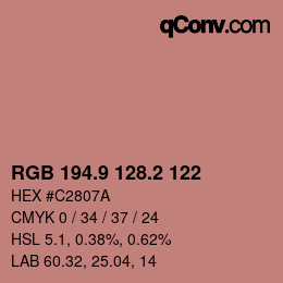 カラーコード: RGB 194.9 128.2 122 | qconv.com