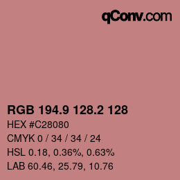 Código de color: RGB 194.9 128.2 128 | qconv.com
