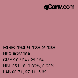 カラーコード: RGB 194.9 128.2 138 | qconv.com