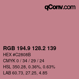 カラーコード: RGB 194.9 128.2 139 | qconv.com