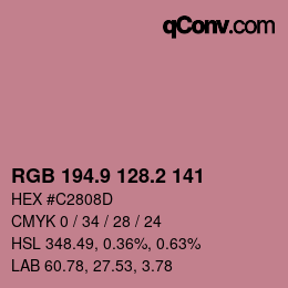 カラーコード: RGB 194.9 128.2 141 | qconv.com
