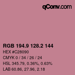 Farbcode: RGB 194.9 128.2 144 | qconv.com