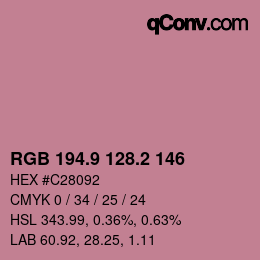 カラーコード: RGB 194.9 128.2 146 | qconv.com
