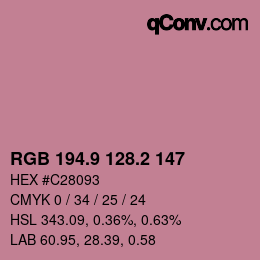 カラーコード: RGB 194.9 128.2 147 | qconv.com