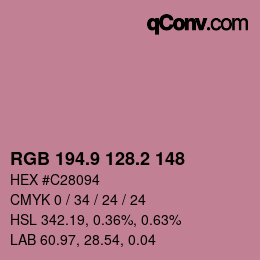 カラーコード: RGB 194.9 128.2 148 | qconv.com