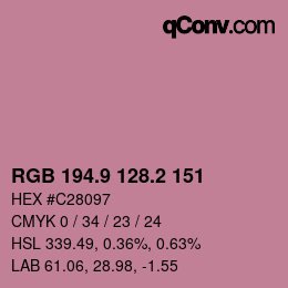 カラーコード: RGB 194.9 128.2 151 | qconv.com