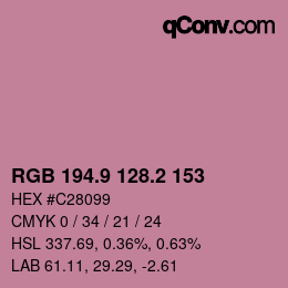 カラーコード: RGB 194.9 128.2 153 | qconv.com
