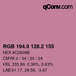 カラーコード: RGB 194.9 128.2 155 | qconv.com