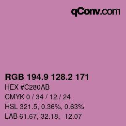 カラーコード: RGB 194.9 128.2 171 | qconv.com