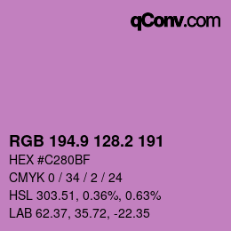 カラーコード: RGB 194.9 128.2 191 | qconv.com