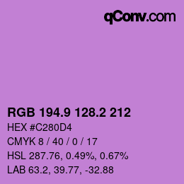 カラーコード: RGB 194.9 128.2 212 | qconv.com