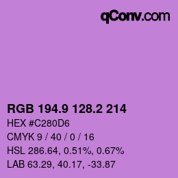 カラーコード: RGB 194.9 128.2 214 | qconv.com