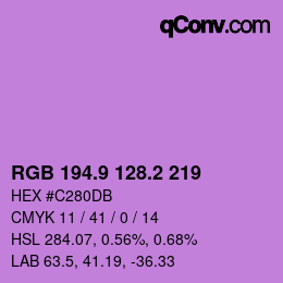 カラーコード: RGB 194.9 128.2 219 | qconv.com