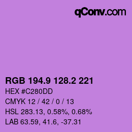 カラーコード: RGB 194.9 128.2 221 | qconv.com