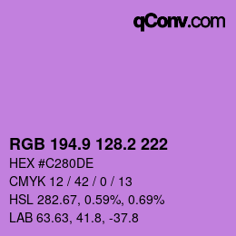 カラーコード: RGB 194.9 128.2 222 | qconv.com