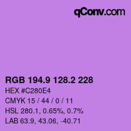 カラーコード: RGB 194.9 128.2 228 | qconv.com