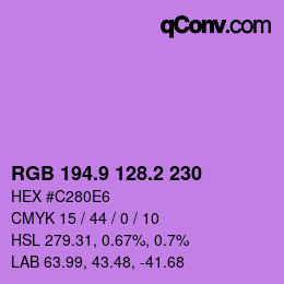 カラーコード: RGB 194.9 128.2 230 | qconv.com