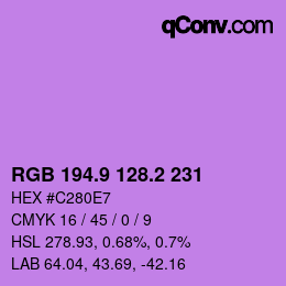 カラーコード: RGB 194.9 128.2 231 | qconv.com