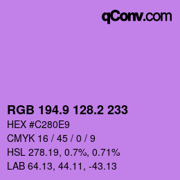 カラーコード: RGB 194.9 128.2 233 | qconv.com