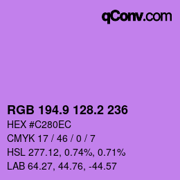 カラーコード: RGB 194.9 128.2 236 | qconv.com