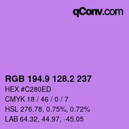 カラーコード: RGB 194.9 128.2 237 | qconv.com