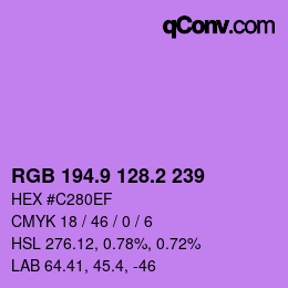 カラーコード: RGB 194.9 128.2 239 | qconv.com