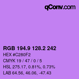 カラーコード: RGB 194.9 128.2 242 | qconv.com