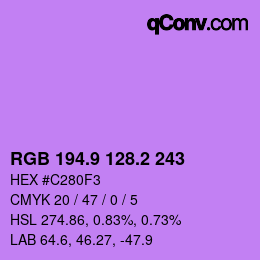 カラーコード: RGB 194.9 128.2 243 | qconv.com