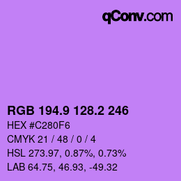 カラーコード: RGB 194.9 128.2 246 | qconv.com
