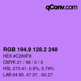 カラーコード: RGB 194.9 128.2 248 | qconv.com