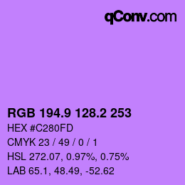 カラーコード: RGB 194.9 128.2 253 | qconv.com