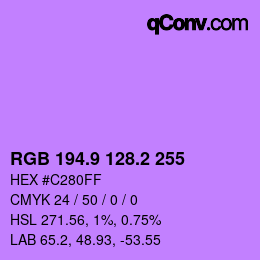 カラーコード: RGB 194.9 128.2 255 | qconv.com