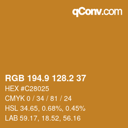 カラーコード: RGB 194.9 128.2 37 | qconv.com