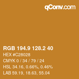 Color code: RGB 194.9 128.2 40 | qconv.com