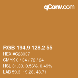 カラーコード: RGB 194.9 128.2 55 | qconv.com