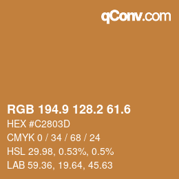 カラーコード: RGB 194.9 128.2 61.6 | qconv.com