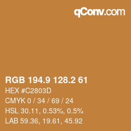 カラーコード: RGB 194.9 128.2 61 | qconv.com