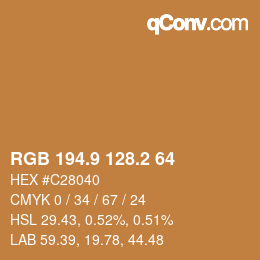 Color code: RGB 194.9 128.2 64 | qconv.com