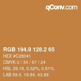 カラーコード: RGB 194.9 128.2 65 | qconv.com