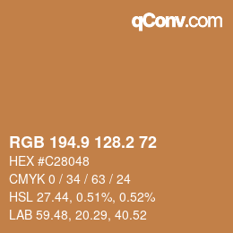カラーコード: RGB 194.9 128.2 72 | qconv.com