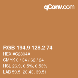 カラーコード: RGB 194.9 128.2 74 | qconv.com