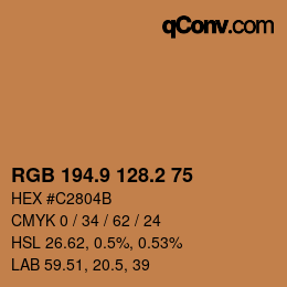 カラーコード: RGB 194.9 128.2 75 | qconv.com