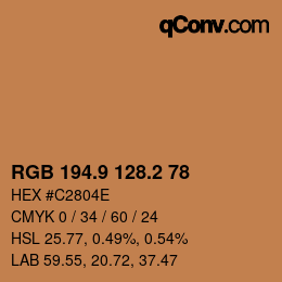Color code: RGB 194.9 128.2 78 | qconv.com
