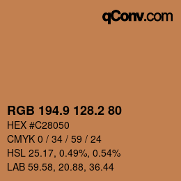 Color code: RGB 194.9 128.2 80 | qconv.com
