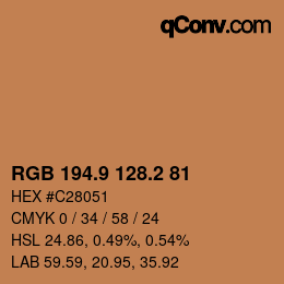 カラーコード: RGB 194.9 128.2 81 | qconv.com