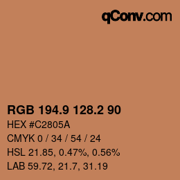 Color code: RGB 194.9 128.2 90 | qconv.com