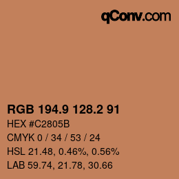 カラーコード: RGB 194.9 128.2 91 | qconv.com
