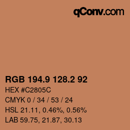 Color code: RGB 194.9 128.2 92 | qconv.com