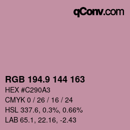 Color code: RGB 194.9 144 163 | qconv.com